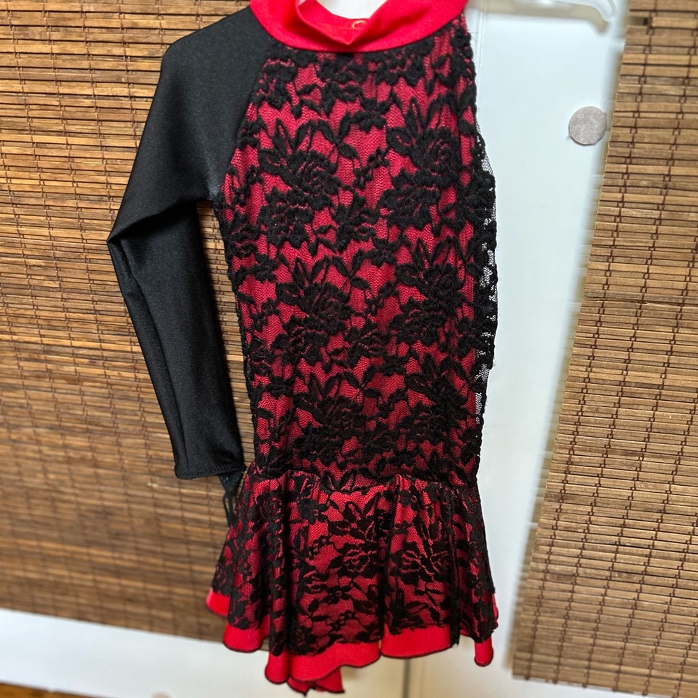 Red and Black Lace Ice Skating/Dance Dress